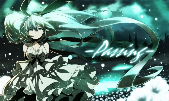Vocaloid : Hatsune Miku 180348
 666912  vocaloid  hatsune miku   ( Anime CG Anime Pictures      ) 180348   : Cyocyo
dress flower green eyes hair headdress long night ribbon sad sky twin tails   anime picture