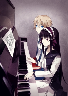 Alice Mare : Allen Stella 180367
 666935  alice mare  allen stella   ( Anime CG Anime Pictures      ) 180367   : Chen Yi
black hair blonde blue eyes book dress band long music piano red   anime picture