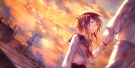 Kantai Collection : Inazuma 180149
anthropomorphism brown hair child gloves holding hands pants seifuku short sky sunset yellow eyes   anime picture