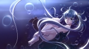 Vocaloid : Hatsune Miku 180193
ahoge blue eyes hair dress long ribbon surprised twin tails underwater   anime picture