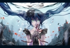 Vocaloid : Hatsune Miku 180198
animal blue hair dress gloves green eyes headdress long ribbon sad twin tails underwater   anime picture