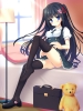 Anime CG Anime Pictures      180249
bed black hair blue eyes blush hairpins long pillow school bag seifuku teddy thigh highs twin tails   anime picture