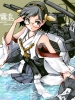 Kantai Collection : Kirishima 180286
anthropomorphism black hair blue eyes headdress megane pantyhose short skirt water weapon   anime picture