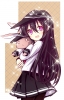 Kantai Collection : Akatsuki 180303
anthropomorphism black hair blush hat hug long pantyhose purple eyes stuffed animal uniform   anime picture