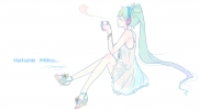 Vocaloid : Hatsune Miku 180345
blue hair blush dress flower headphones heart long music player smile twin tails   anime picture
