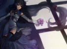Anime CG Anime Pictures      180359
black hair dress flower jewelry long purple eyes smile thigh highs   anime picture