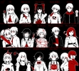 Alice Mare Ao Oni Corpse Party: Blood Covered Hello  Hell...o  Ib Kirisame ga furu Mori Mad Father Mermaid Swamp Misao Mogeko Castle Re:Kinder The Crooked Man The Sandman The Witchs House Yume Nikki : Akari Aki Akito Allen Aya Drevis David Hoover Hiroshi 
black hair book braids crossover crying fire flower genderswap group gun band happy long megane overalls red eyes ribbon scarf short smile sweatdrop sweater telephone tie twin tails weapon   anime picture