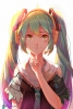 Vocaloid : Hatsune Miku 180385
ahoge green eyes hair headphones long microphone smile tattoo tie twin tails   anime picture