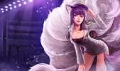 League of Legends : Ahri 180429
black hair brown eyes happy hat kitsune mimi long tail uniform   anime picture