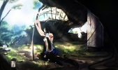 Anime CG Anime Pictures      180452
black hair long pantyhose seifuku sword tree usagi   anime picture