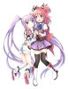 Tales of Graces : Cheria Barnes Sophie 180453
boots brown eyes happy holding hands long hair pink purple ribbon shorts skirt thigh highs twin tails   anime picture