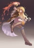 RWBY : Yang Xiao Long 180525
ahoge blonde hair boots fire gloves long purple eyes short shorts smile   anime picture