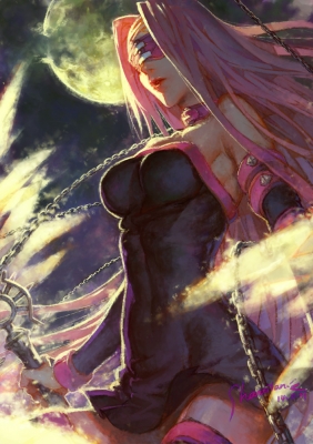 Fate Stay Night : Rider 180790
 667364  fate stay night  rider   ( Anime CG Anime Pictures      ) 180790   : Shaliva
chain choker dress long hair moon night pink sky thigh highs weapon   anime picture