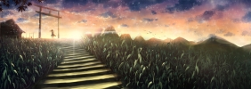 Touhou : Hakurei Reimu 180627
black hair dress long scenic sky sunset tori   anime picture