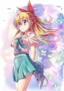 Nisekoi : Kirisaki Chitoge 180633
blonde hair blue eyes blush long ponytail ribbon skirt sky smile tori   anime picture