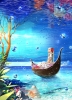 Anime CG Anime Pictures      180649
blue eyes braids dress flower long hair tree underwater white   anime picture