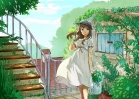 Anime CG Anime Pictures      180794
brown eyes hair dress flower hat long ribbon sky   anime picture