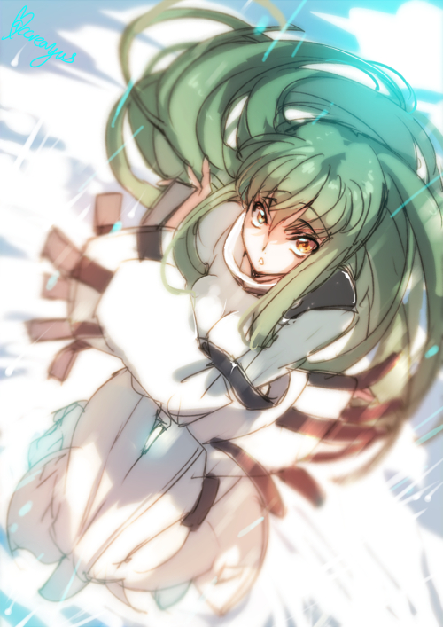 Code, Geass, Kantai, Collection, C, crossover, green, hair, long, yellow, eyes, , , anime, picture, , |, , , pictures