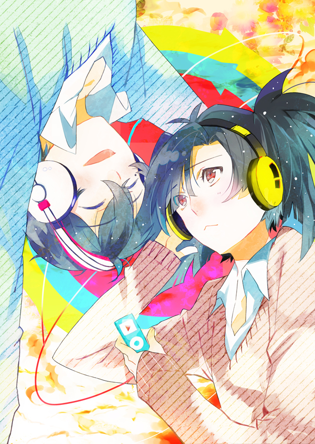 Kagerou, Project, Enomoto, Takane, Kokonose, Haruka, beauty, mark, black, hair, happy, headphones, long, music, player, eyes, smile, twin, tails, , , anime, picture, , |, , , pictures