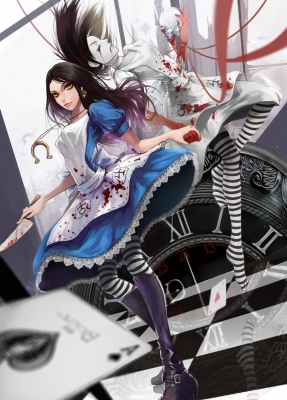 American McGees Alice : Alice Liddell 181132
 667711  american mcgees alice  alice liddell   ( Anime CG Anime Pictures      ) 181132 
apron black hair boots card dress jewelry long pantyhose weapon yellow eyes   anime picture