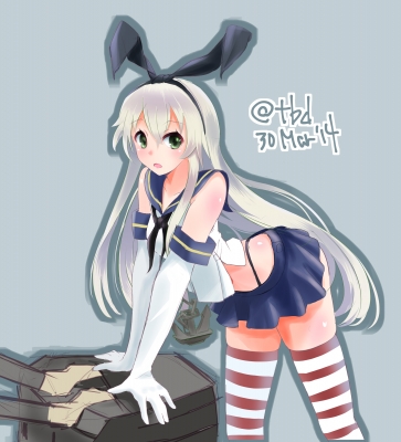 Kantai Collection : Rensouhou chan Shimakaze 181177
 667766  kantai collection  rensouhou chan shimakaze   ( Anime CG Anime Pictures      ) 181177   : tbd
anthropomorphism bikini gloves green eyes hair band long skirt thigh highs weapon white   anime picture