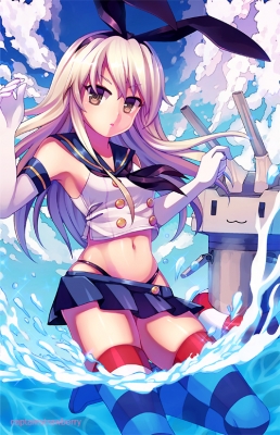 Kantai Collection : Rensouhou chan Shimakaze 181190
 667784  kantai collection  rensouhou chan shimakaze   ( Anime CG Anime Pictures      ) 181190   : CaptainStrawberry
:3 anthropomorphism bikini blonde hair boots brown eyes gloves band long skirt sky thigh highs water float weapon   anime picture