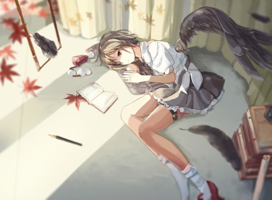 Touhou : Shameimaru Aya 181357
 667955  touhou  shameimaru aya   ( Anime CG Anime Pictures      ) 181357   : Pupil G
autumn book brown hair feather garter red eyes short skirt wings wink   anime picture