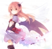 Anime CG Anime Pictures      181210
brown eyes devil feather flower horns long hair pink pointy ears ribbon sad skirt wings   anime picture