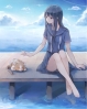 Anime CG Anime Pictures      181256
barefoot black hair blue eyes long neko seifuku sky water   anime picture