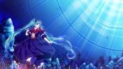 Vocaloid : Hatsune Miku 181358
blue eyes hair boots dress flower long ribbon singing twin tails underwater   anime picture
