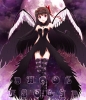 Puella Magi Madoka Magica : Akemi Homura 181463
black hair dress gloves band long moon purple eyes smile thigh highs wings   anime picture
