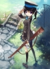 Anime CG Anime Pictures      181488
black hair blush flower gun happy hat long purple eyes ribbon twin tails uniform water   anime picture