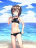 Kantai Collection : Taihou 181519
anthropomorphism beach bikini blush brown eyes hair eating short sky water   anime picture
