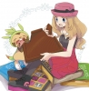 Pokemon : Harimaron Serena  Pokemon  181574
animal blonde hair blue eyes blush book dress eating happy hat long pantyhose ponytail sweets ^_^   anime picture