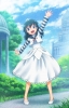 Anime CG Anime Pictures      181577
black hair blue eyes dress happy ribbon royalty short sky tree   anime picture
