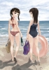 Anime CG Anime Pictures      181586
beach bikini black eyes hair blush happy long ribbon school mizugi sky twin tails water float   anime picture