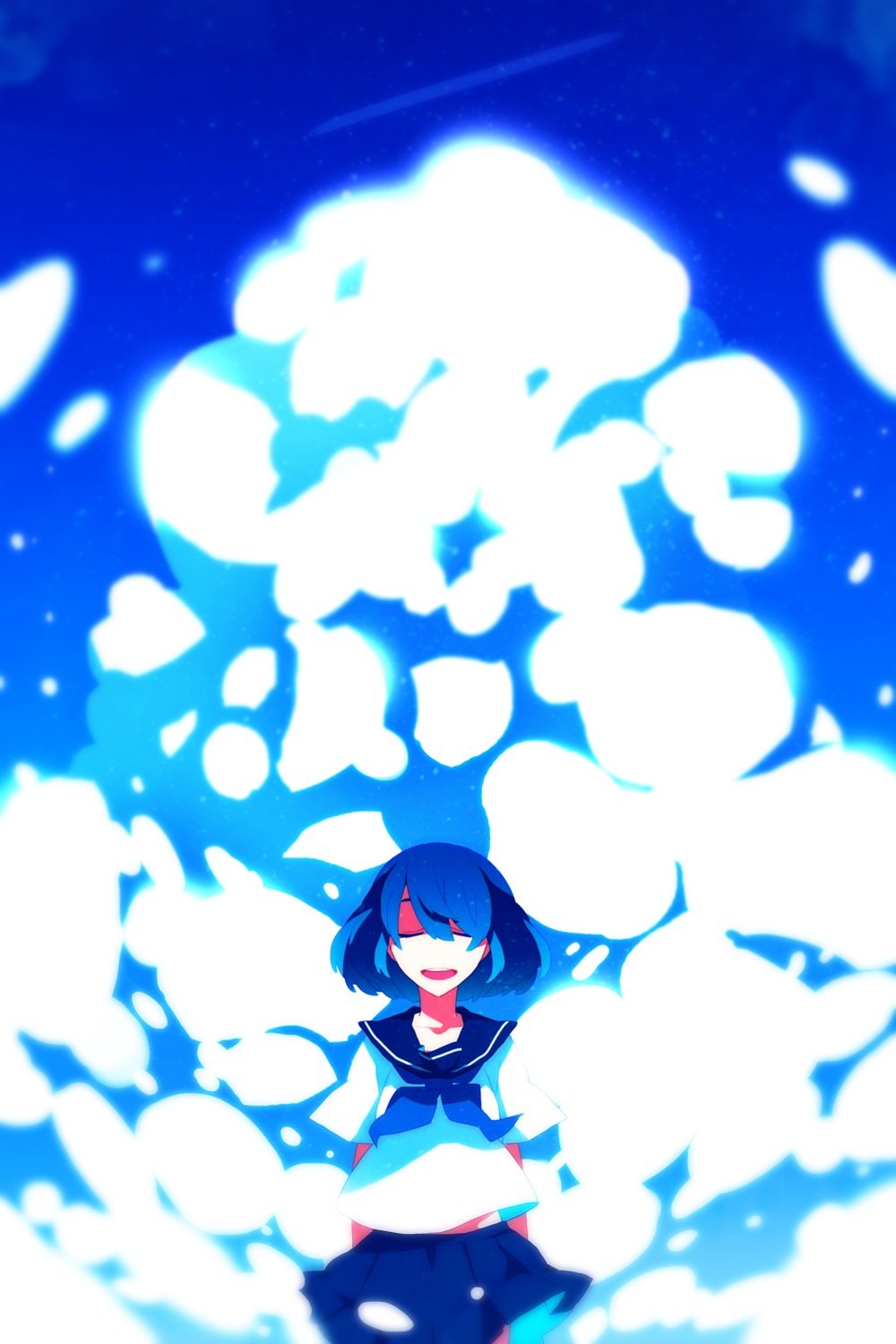 Anime, CG, Pictures, blue, hair, happy, seifuku, short, , , picture, , |, , 