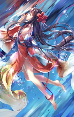 Anime CG Anime Pictures      181622
 668224   ( Anime CG Anime Pictures      ) 181622   : Bison
ahoge barefoot brown hair flower kimono long underwater   anime picture