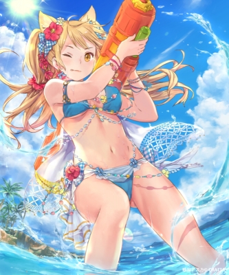 Anime CG Anime Pictures      181645
 668247   ( Anime CG Anime Pictures      ) 181645   : nica
beach bikini blonde hair blush flower gun long neko mimi ribbon sky smile tongue twin tails water wink yellow eyes   anime picture