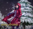 Anime CG Anime Pictures      181657
black hair jacket long purple eyes scarf skirt sky snow tree   anime picture