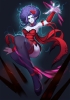 League of Legends : Evelynn 181802
blue eyes dress flower long hair magic nail polish pointy ears purple smile thigh highs   anime picture