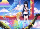 Anime CG Anime Pictures      181843
barefoot black hair blue eyes flower kitsune mimi long seifuku sky smile tail usagi   anime picture