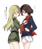 Girls und Panzer : Carpaccio Suzuki Takako 181875
blonde hair blush brown eyes green long scarf short smile uniform   anime picture