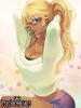 Psychic Hearts :  181959
ahoge blonde hair blue eyes dark skin long megane ponytail smile sweater   anime picture