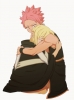 Fairy Tail : Lucy Heartfilia Natsu Dragneel 182067
black eyes blonde hair crying hug long pink scarf short   anime picture