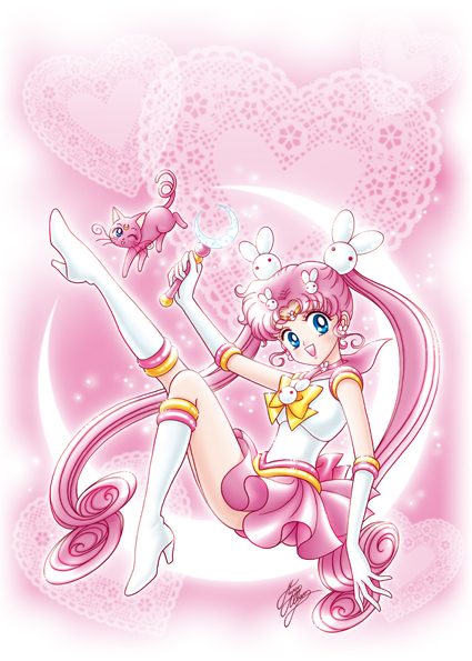 Sailor, Moon, Tsukino, Kousagi, blue, eyes, boots, gloves, happy, long, hair, mahou, shoujo, neko, pink, twin, tails, wink, , , anime, picture, , |, , , pictures