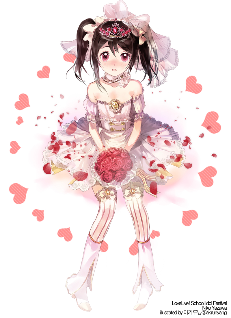 Love, Live, School, Idol, Project, Yazawa, Nico, black, hair, blush, boots, flower, headdress, heart, eyes, royalty, skirt, thigh, highs, twin, tails, , , anime, picture, , |, , , pictures