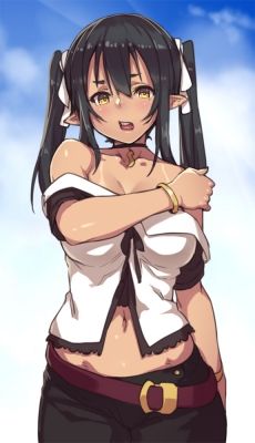 Anime CG Anime Pictures      182140
 668755   ( Anime CG Anime Pictures      ) 182140   : Houten
black hair blush choker jewelry long pointy ears sky tanline twin tails yellow eyes   anime picture