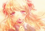 Gekkan Shoujo Nozaki kun : Sakura Chiyo 182184
blush flower long hair orange purple eyes ribbon smile   anime picture