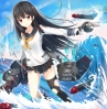 Kantai Collection : Isokaze 182185
anthropomorphism black hair blush gloves long red eyes sky smile thigh highs uniform water weapon   anime picture